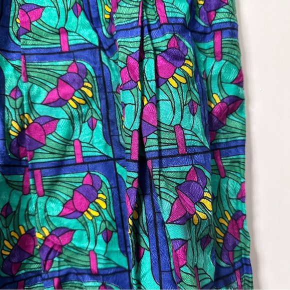 Vintage Doncaster Green Floral Print Pleated Midi Skirt Women’s Size 14 Retro - Picture 5 of 16